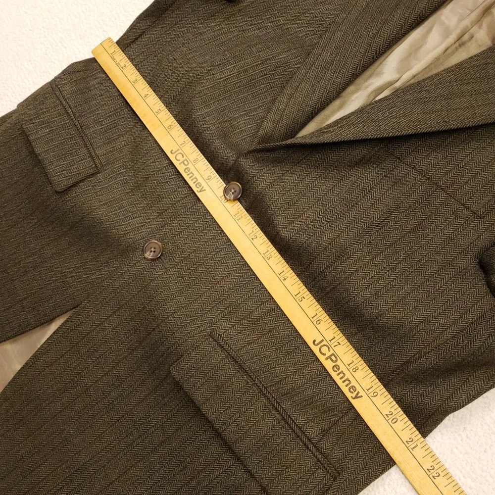 Lauren Ralph Lauren Sport Coat Mens 40S Brown Wool Herringbone Pinstripe Blazer